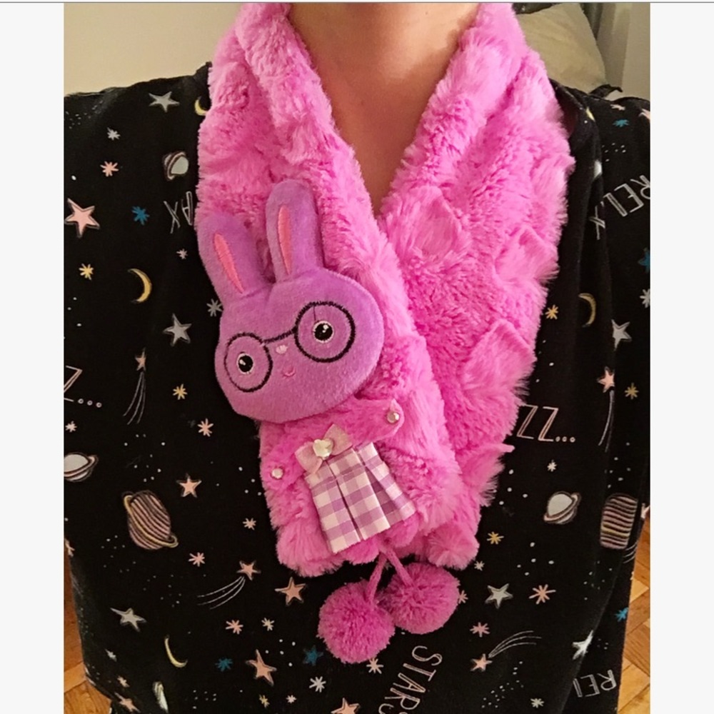 Kawaii Furry Purple Bunny Neck Wrap Scarf